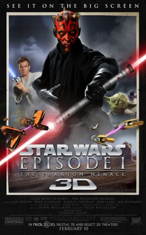 star wars phantom menace 3D poster 299x480 Candy Hearts and Cinema Stars   Feb 12 Movie Releases