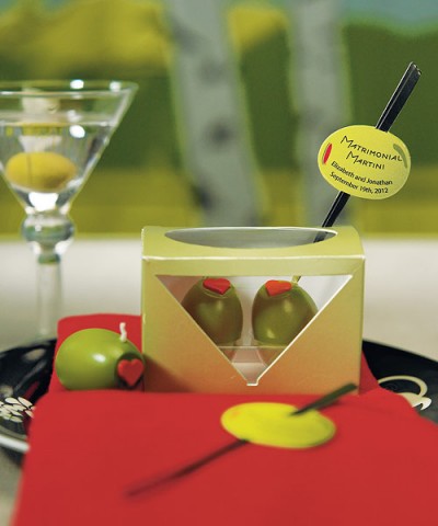 Olive Candle Favors 400x480 Mad Men Wedding Inspiration 