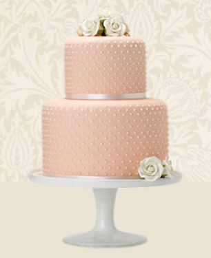 peach pearl wedding cake Mad Men Wedding Inspiration 