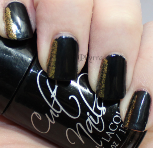 Black and Gold Mani with Cult Nails and OPI cult nails nevermore opi goldeneye 496x480 Black and Gold Mani with Cult Nails and OPI