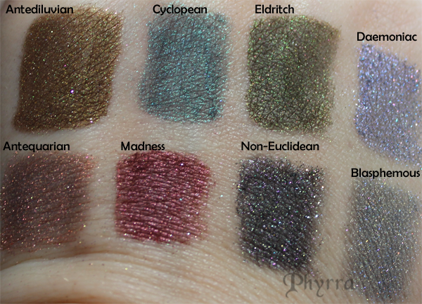 geek chic cosmetics strange aeons swatches1 Samhain and Strange Aeons Halloween Collections Are Live!